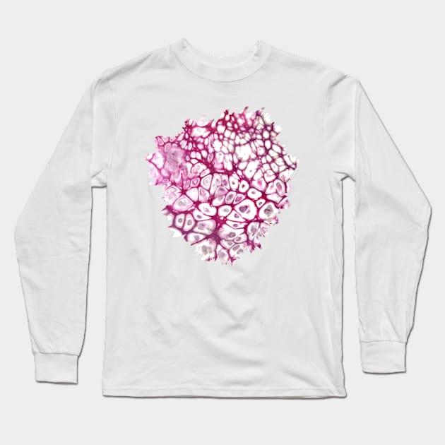 Magenta Cells Acrylic Pour Painting Long Sleeve T-Shirt by Designs_by_KC